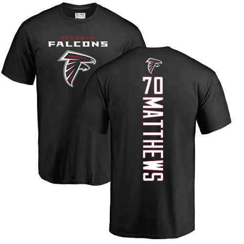 Atlanta Falcons Men Black Jake Matthews Backer NFL Football #70 T Shirt
